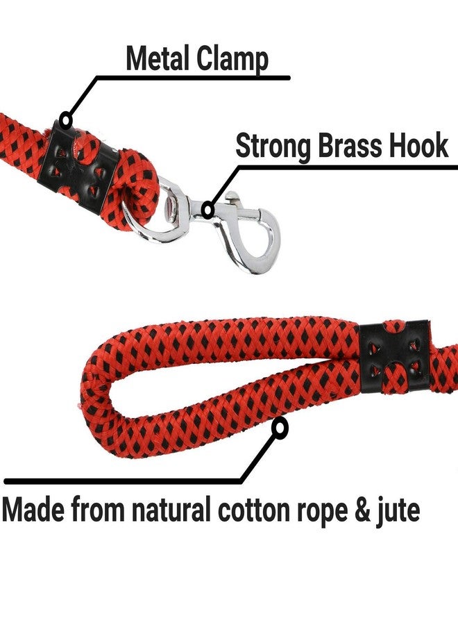 Pet Believe Dog Rope Leash Maroon, Brass Hook - 15 mm - Red - Image 2